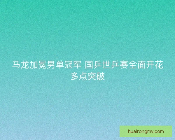 马龙加冕男单冠军 国乒世乒赛全面开花多点突破